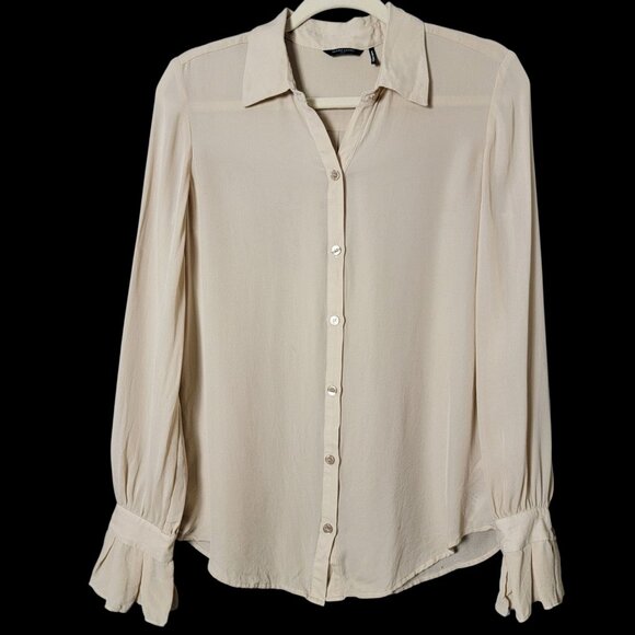 Lot of 2 Silk Tops BCBGMAXAZRIA Marciano Office Work Victorian Elegant Small - Picture 2 of 15